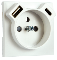 90650_TBR: Kryt zsuvky 250V/16A + USB-A a USB-C, biela
