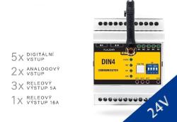 Univerz�lny GSM komunik�tor GSM-DIN4-24 V DC/AC na DIN li�tu